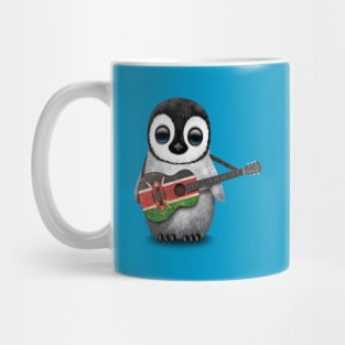 Baby Penguin Playing Kenyan Flag Guitar Mug